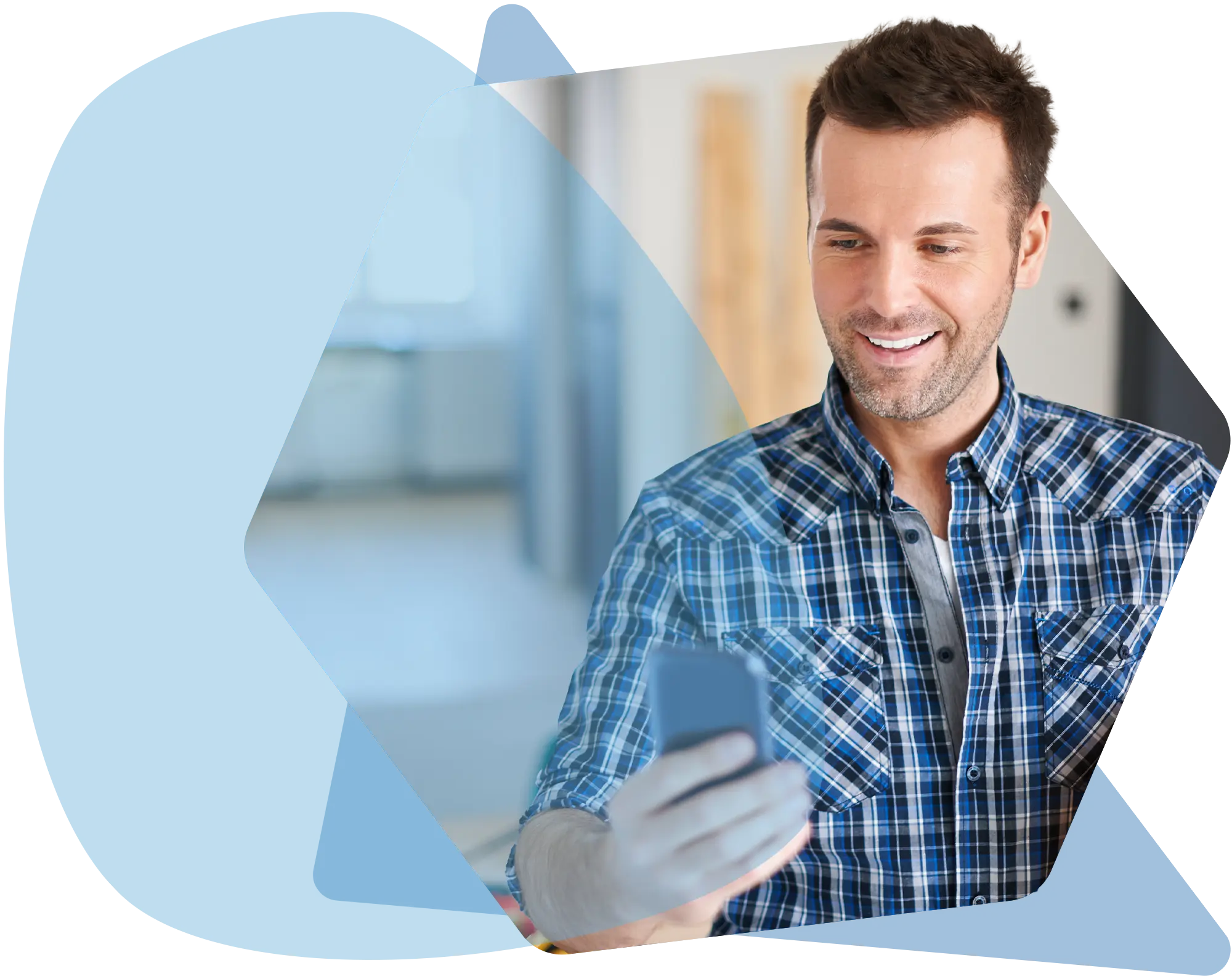 construction cpa checking his clients info on his phone