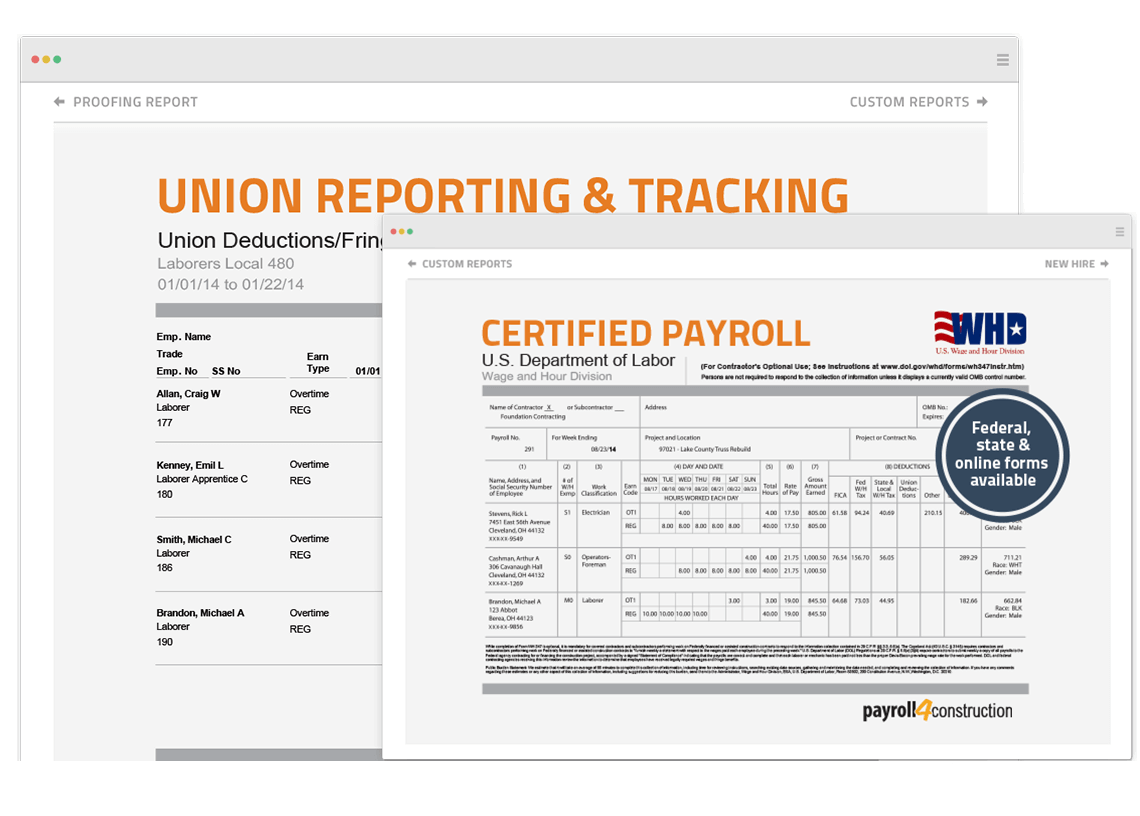union reporting and certified payroll report