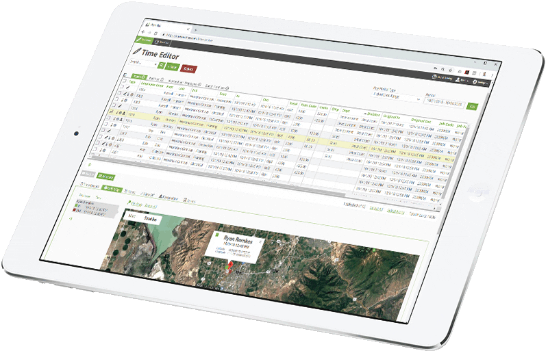 construction time tracking app on a tablet